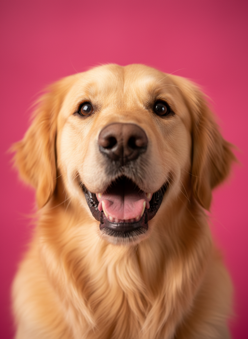 Happy golden retriever close-up